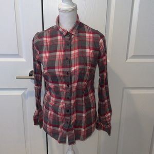 Jcrew perfect fit flannel pink shirt size small plaid
